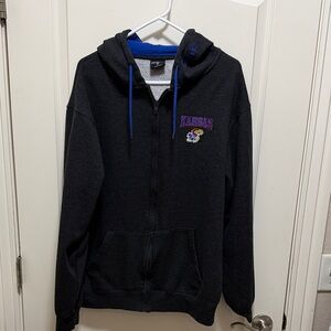 Colosseum Black Hoodie with Blue Accents - Kansas Embroidered